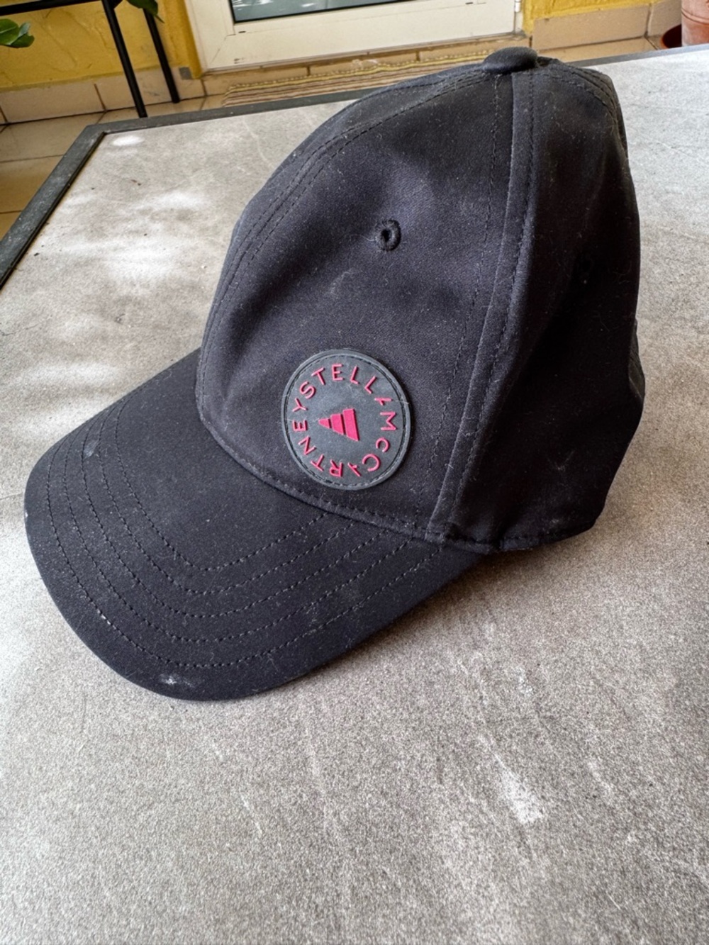 Stella McCartney Black Cap with Pink Logo Patch